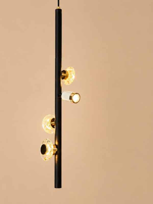 Abazhur Led — ngjyra E zezë, Gold, material Metal, Qelq