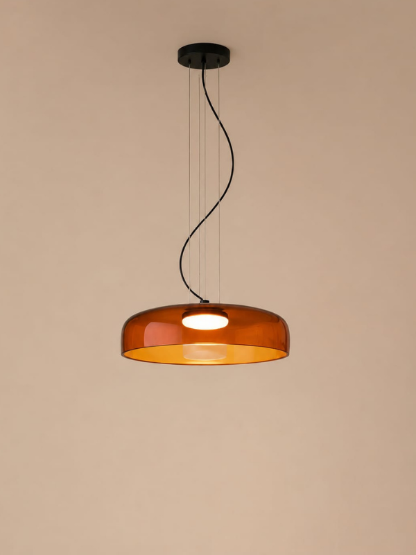 Abazhur Led — ngjyra Portokalli, material Qelq