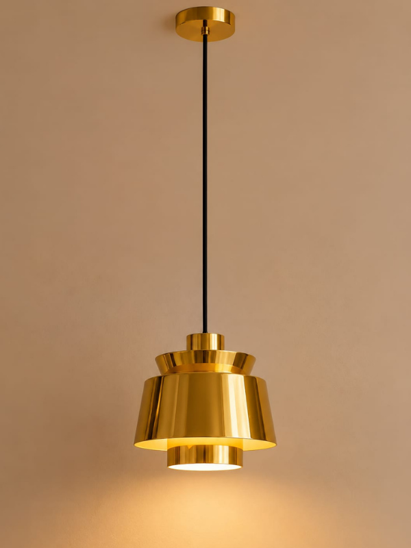 Abazhur Me Llampë Të Ndrueshme — Abazhur Tek, ngjyra Gold, material Metal