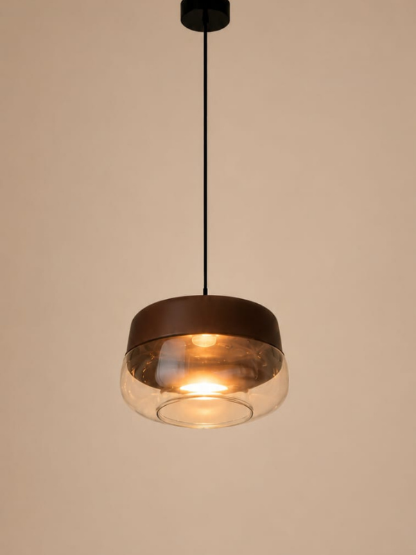 Abazhur Led — ngjyra Kafe, material Metal, Qelq