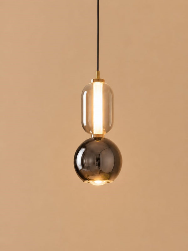 Abazhur Led — ngjyra E zezë, material Qelq