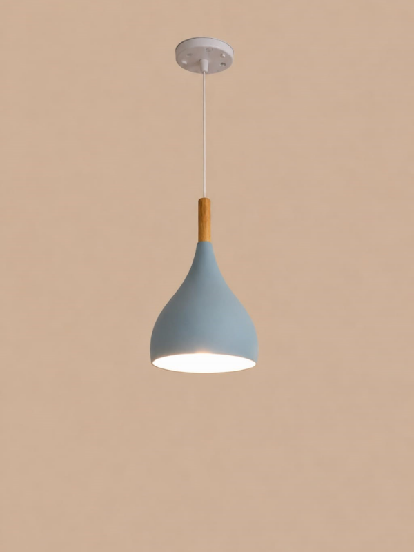 Abazhur Me Llampë Dhe Lartësi Të Ndrueshme — Abazhur Tek, ngjyra Blu, material Metal, Dru