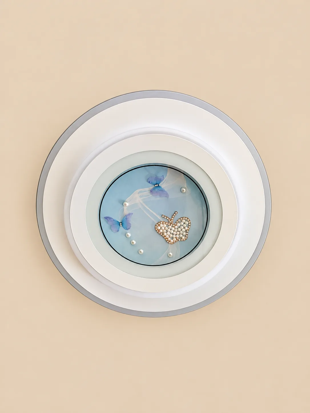 Abazhur Tavanor Led — Abazhurë Tavanorë, ngjyra Blu-Bardhë-Gri, material Metal