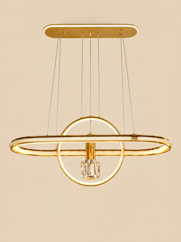 Abazhur Led Me Tre Nivele Ndricimi Dhe Lartësi Të Rregullueshme — Abazhur Me Lartësi Të Rregullueshme, ngjyra Gold-Bardhë, material Metal