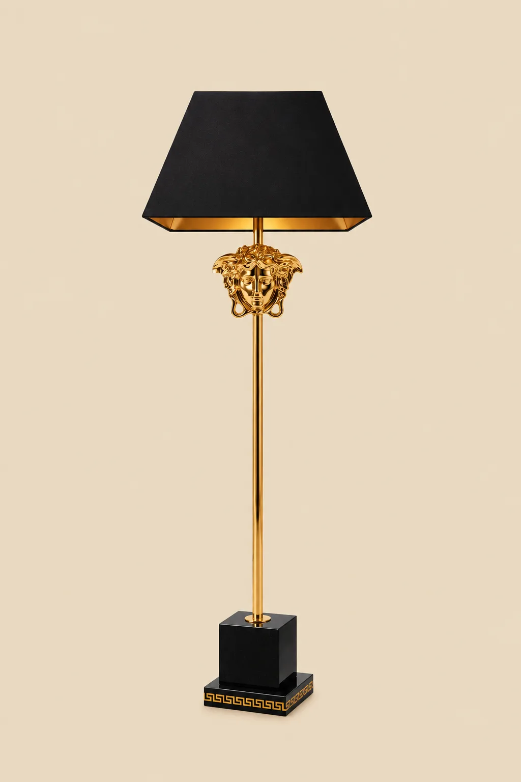 Abazhur Statik Me Llampë Të Ndrueshme — Abazhurë Statik, ngjyra E Zezë-gold, material Metal-Mermer