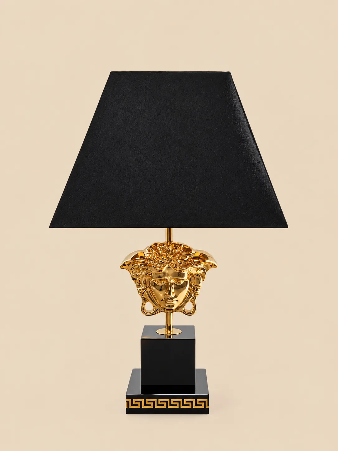 Abazhur Statik Me Llampë Të Ndrueshme — Abazhurë Statik, ngjyra E Zezë-gold, material Metal-Mermer