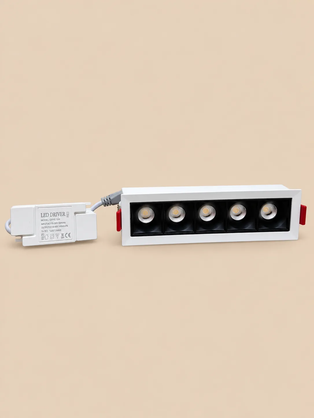 Spot Gipsi Linear Led Me Një Nivel Ndriçimi — Spote Led Inkaso, ngjyra Zezë-Bardhë, material Metal
