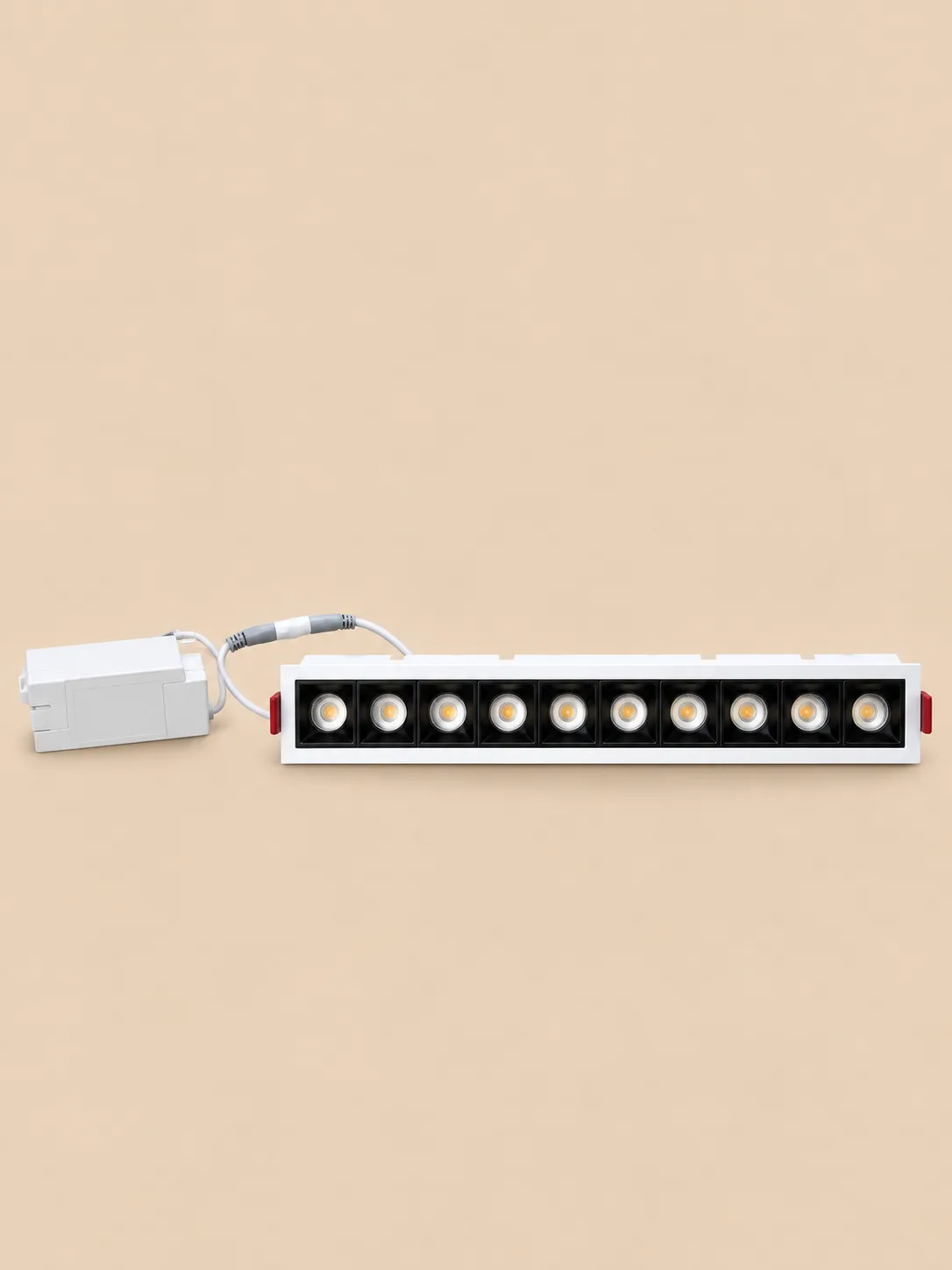 Spot Gipsi Linear Led Me Një Nivel Ndriçimi — Spote Led Inkaso, ngjyra Zezë-Bardhë, material Metal